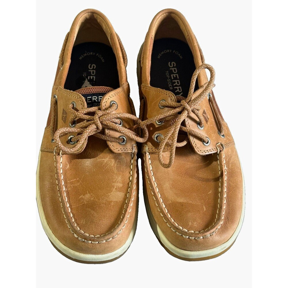 Sperry Top-Sider Men's Brown Leather Boat Shoes Memory Foam Non-Marking US 10